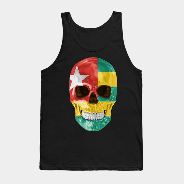 Togo Flag Skull - Gift for Togolese With Roots From Togo Tank Top by Country Flags